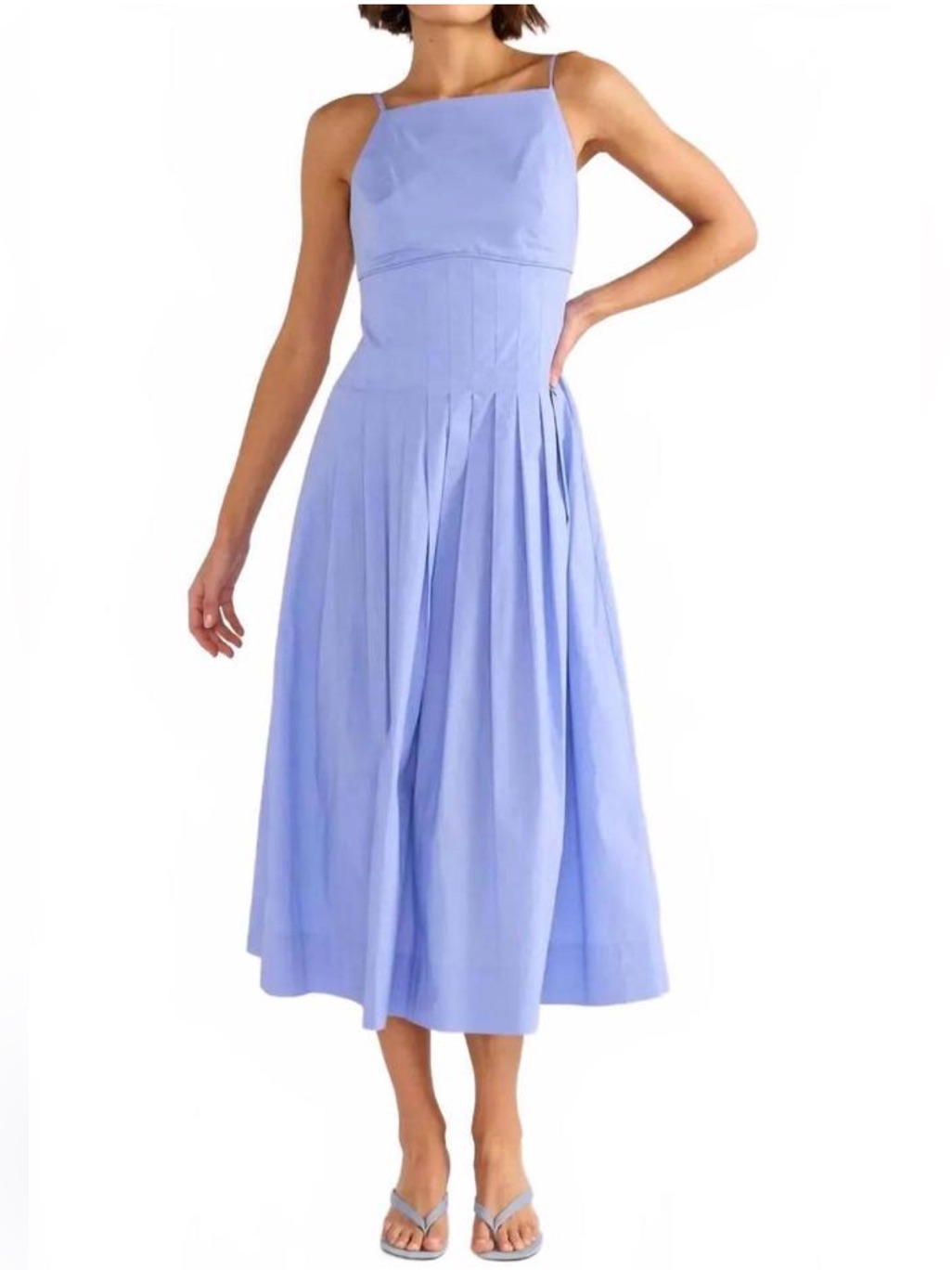 New Minkpink Avalon Square Neck Midi Dress In Jacaranda Blue Size L Nwt Sk4